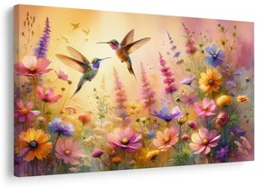 Tablou colibri și flori