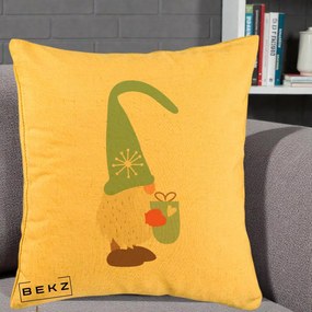 Perna Decorativa Gnom Nordic cu Cana Calda Menta, 40x40 cm, Galben, Husa Detasabila, Perna Inclusa, BEKZ®