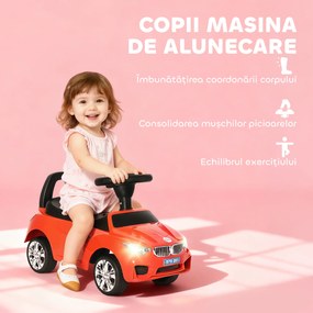 HOMCOM Mașinuță pentru Copii cu Volan, Mașină cu Faruri și Melodii Integrate, Vârstă 18-36 Luni, 63,5x28x36 cm, Roșu | Aosom Romania