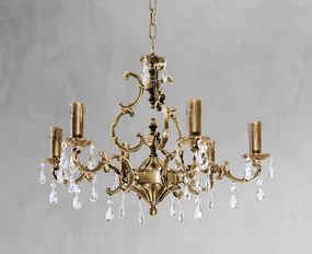 Candelabru 6 brate din alama si cristal Venezia