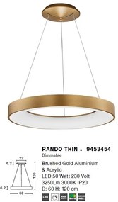 Lustra LED design modern circular RANDO THIN auriu 3000K NVL-9453454