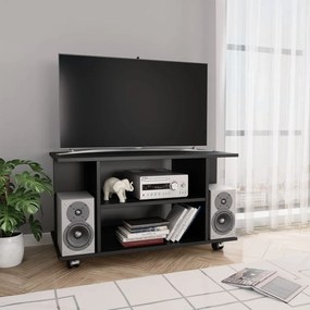 800190 vidaXL Comodă TV cu roți, negru, 80x40x45 cm, lemn prelucrat