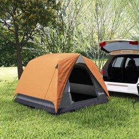 Outsunny Cort de Camping pentru 3 Persoane cu Buzunare Detașabile și Geantă de Transport, 200x200x135 cm, Portocaliu | Aosom Romania