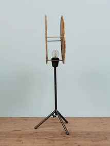 Lampa de masa, din iarba Moonj si baza metalica, Kenya