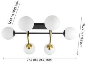 Lustră aplicată Eglo 390176 PAZ 6xE14/40W/230V auriu/negru
