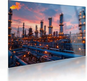 Tablou pe sticlă - Instalație industrială (70x50 cm)
