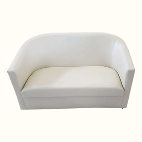 Canapea fixa Scoica, 2 locuri, tapitat piele ecologica, culoare crem