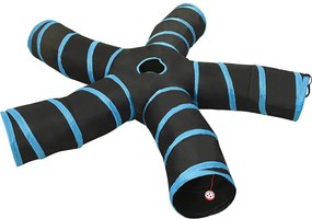vidaXL Tunel pentru pisici 5 căi, negru și albastru, 25 cm, poliester