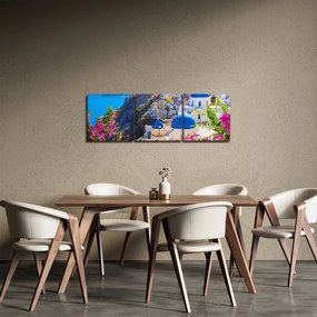 Tablou - Santorini, Grecia (cu ceas) (90x30 cm)