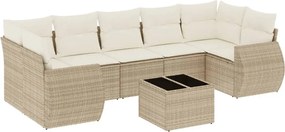 vidaXL Set canapele de grădină, 8 piese, cu perne, bej, poliratan