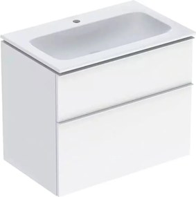 Set dulap baza suspendat Geberit iCon alb lucios 2 sertare maner alb si lavoar 75 cm