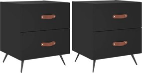 vidaXL Noptiere, 2 buc., negru, 40x35x47,5 cm, lemn compozit