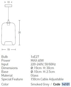 Pendul design vintage SMOKED GREY