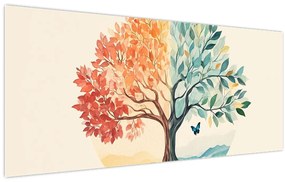 Tablou – Arbore dual cu fluture (120x50 cm)