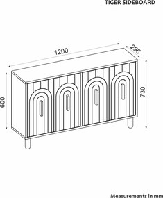 Consola, Hanah Home, Tiger, 120x73.6x29.6 cm, Maro
