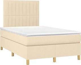 vidaXL Pat continental cu saltea, crem, 120x190 cm, textil