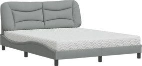 vidaXL Pat cu saltea, Hvar, gri deschis, 160x200 cm, textil