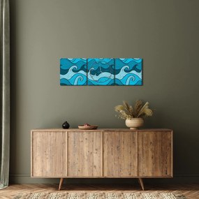 Tablou - Marea, abstracție (cu ceas) (90x30 cm)