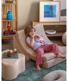 Puf de copii maro deschis cu tapițerie din catifea reiată Cloud – Wigiwama