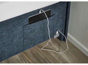 Pat pentru copii albastru închis tapițat fără somieră 90x200 cm Fun – Meise Möbel