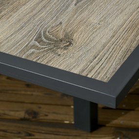 Outsunny Masă de Grădină Extensibilă 80/160x80x75 cm, Masă de Dining pentru 6 Persoane Dreptunghiulară din Aluminiu cu Blat din Plastic, pentru Terasă, Balcon și Exterior, Bej | Aosom Romania