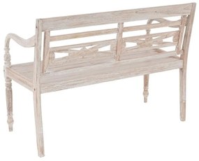 DIVERO 2-místná zahradní lavice - 119 cm, teak, bílá shabby