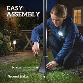 Outsunny Felinar solar set 2 buc. Lampă de podea reglabilă 180 cm cu 2 moduri de luminozitate, senzor de lumină, comutator, IP44 | Aosom Romania