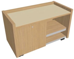 Comodă mobilă Verno 100 x 50 cm cu sticlă, stânga, stejar deschis / vanilie