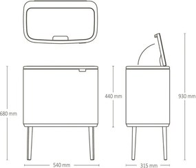 Cos de gunoi Brabantia Bo Touch 651105, 36 l, Deschidere lina si silentioasa, Gri