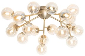 Plafoniera Art Deco bronz cu sticlă chihlimbar 20 lumini - Bianca