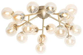 Plafoniera Art Deco bronz cu sticlă chihlimbar 20 lumini - Bianca