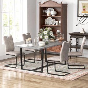 HOMCOM Set de 4 scaune de sufragerie cu acoperire din microfibră, picioare sanie din oțel și mânere 43 x 58,5 x 96,5 cm gri | Aosom Romania