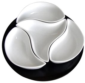 Set de boluri cu tavă TORO 4 buc ceramică/lemn