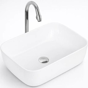 BERLIN || Lavabou, de pus pe blat, ceramică, alb, dreptunghiular