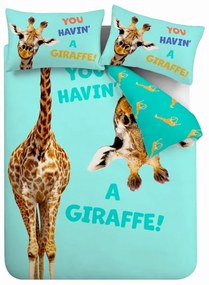 Lenjerie de pat pentru copii, turcoaz pentru pat de o persoană 135x200 cm Havin A Giraffe – Catherine Lansfield