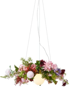 Plafonieră boemă neagră cu flori colorate roșii și roz - Flower Power