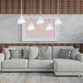 Lustră pe cablu NOAK 5xE27/60W/230V albă/lemn
