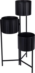 Suport de flori loft pentru 3 ghivece VIKO, metalic, negru