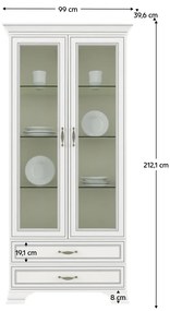 Vitrină cu sertare 2W2S, woodline crem, TIFFY 03