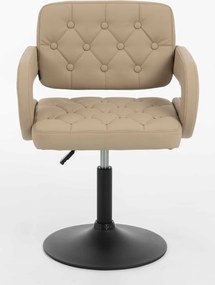 HR8403N Scaun Crem Piele Ecologica Premium Soft cu Bază Neagră