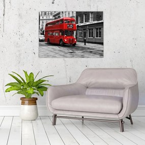 Tablou pe sticlă - Londra cu autobuz (70x50 cm)