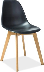 Scaun Moris, negru/stejar, plastic/lemn de fag, 46X38X85 cm