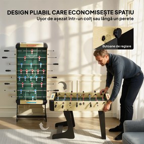 SPORTNOW Fotbal de Masă Rabatabil, Biliard de Masă pentru Acasă cu Mânere Antiderapante, 8 Bare, 22 Jucători, 2 Mingi, Tabele de Scor, pentru Copii și Adulți, Școală, Birou, Petreceri, 118x107.5x78 cm, Culoare Lemn | Aosom Romania