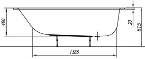 Cada dreptunghiulara slim, Kolpasan, Betty E2, 180 x 80 cm, alb