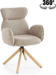 Scaun K585, bej inchis/stejar, stofa clasica/lemn, 63x64x93 cm