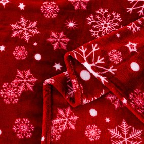 Patura Cocolino rosie de Craciun SNOWFALL Dimensiune: 200 x 220 cm