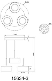 Lustră LED pe cablu Globo 15634-3 FOGSY 3xLED/8W/230V