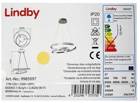 Lustră LED dimabilă pe cablu SMART VERIO LED/27W/230V Lindby + telecomandă
