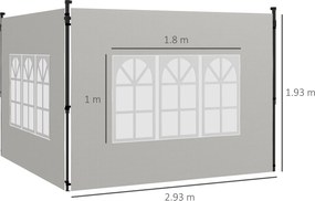Outsunny Set 2 Pereți Laterali pentru Chioșcuri, Foi Foișor cu Ferestre din PE și Plastic, 3x3 m sau 3x6 m, Alb | Aosom Romania