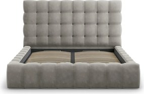 Pat tapitat cu tablie si lada depozitare, Mamaia, Micadoni Home, BL, 180x200 cm, catifea, gri deschis